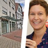 Bildermontage einer Außenaufnahme des ehemaligen Friseursalons und eines Porträts von Kamens Ordnungsdezernentin Hanna Schulze.