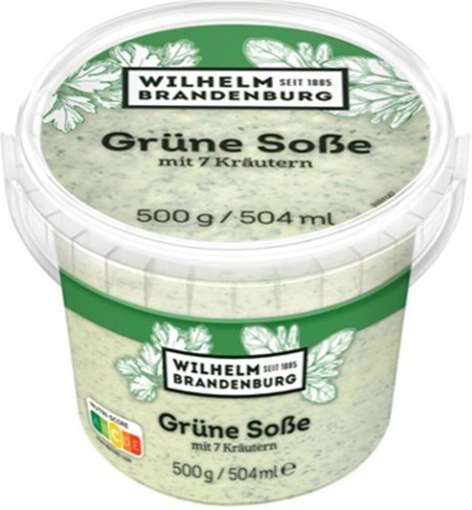 Ein Becher der Grünen Soße von Rewe und Penny, für die es eine Rückrufaktion gibt.