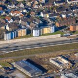 Das Luftbild zeigt ein Stück der Autobahn 1 bei Unna.