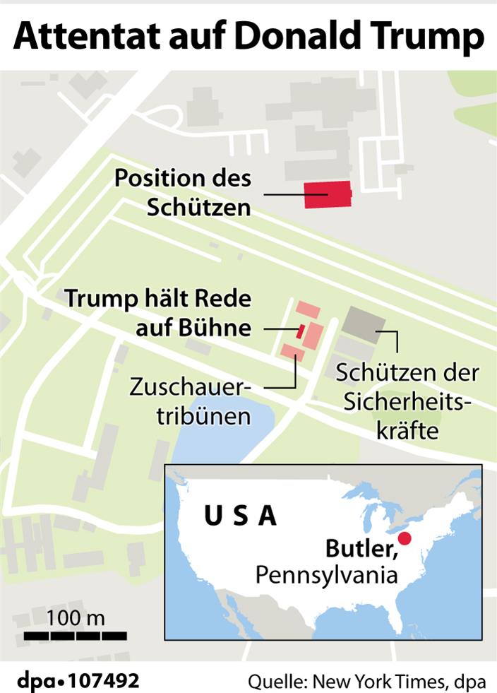 Lageplan des Trump-Attentats Lageplan des Trump-Attentats