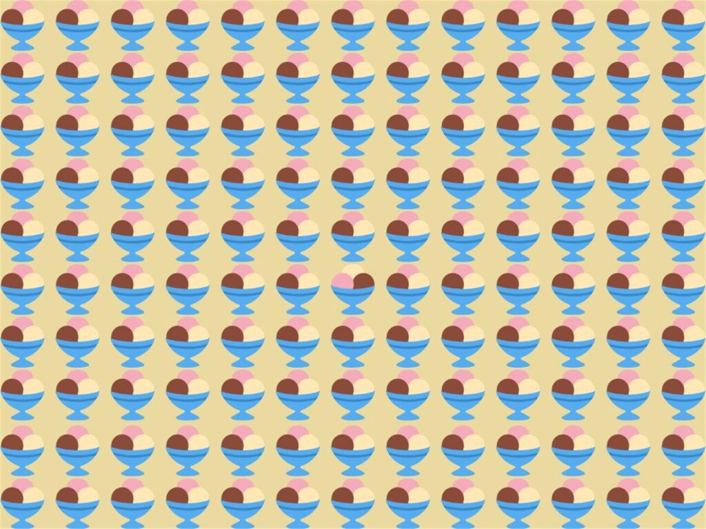 Suchbild Bilderrätsel mit Eisbechern