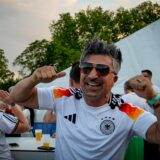 Kürsat Chico Yildirim im Trikot der deutschen Fußballnationalmannschaft während der EM 2024 im Westfalenpark in Dortmund