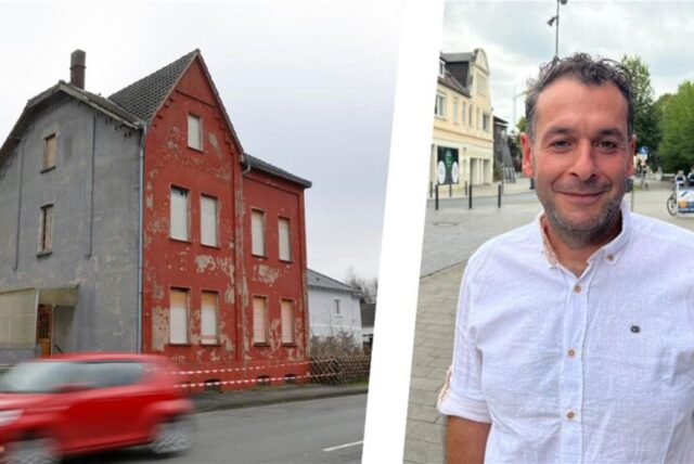 Montage des roten Hauses an der Werner Straße und eines Bildes von Inhaber Cevdet Karademir.