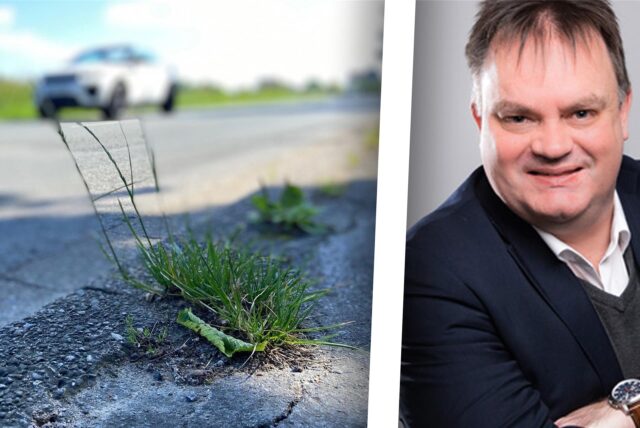 Links ist die Hagener Straße in Schwerte zu sehen, rechts Marco Kordt von der CDU.