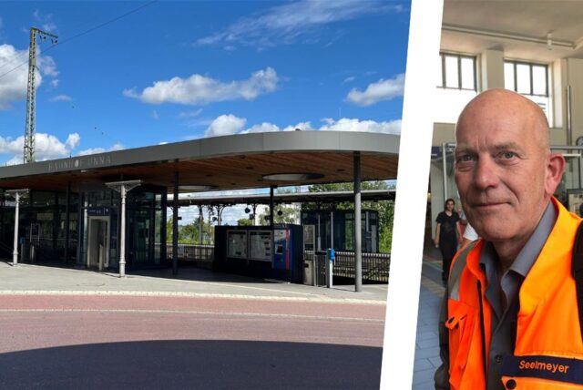 Der Unnaer Bahnhof (l.) und Jörg Seelmeyer, der für Unna zuständige Bahnhofsmanager der Deutschen Bahn.
