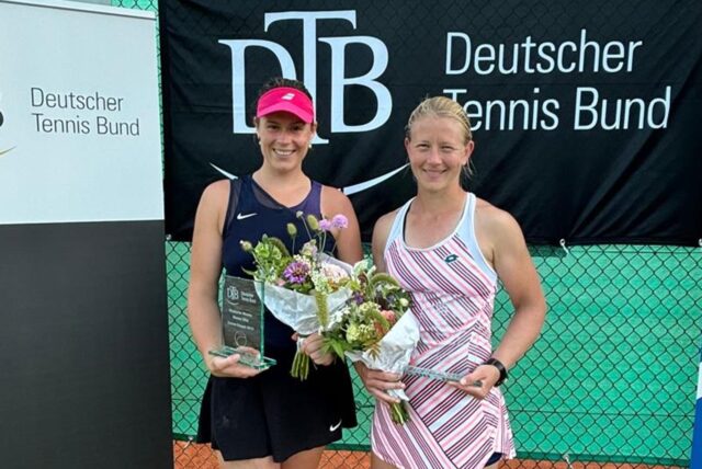 Auf Anhieb Deutsche Meister im Doppel: Katharina Lüke (TSC Eintracht Dortmund) und Clara Bruning (TC Methler, l.) gewannen bei der DM in Worms das Finale.