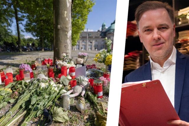 Blumen, Kerzen und handgeschriebene Trauerbekundungen haben Menschen an einem Baum im Kurpark Bad Oeynhausen hinterlassen. Dort hatte ein 20-Jähriger bei einer tödlichen Attacke lebensgefährliche Verletzungen erlitten und war später im Krankenhaus daran verstorben. Burkhard Benecken (Foto) verteidigt mit seinem Vater Siegmund den Tatverdächtigen.