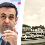 Die Bildmontage zeigt ein Foto aus den 1960er-Jahren mit parkenden Autos auf dem Unnaer Markt und den FDP-Generalsekretär Bijan Djir-Sarai.