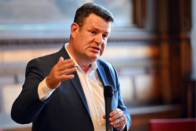 Hubertus Heil (SPD), Bundesarbeitsminister, während einer Wahlkampfveranstaltung