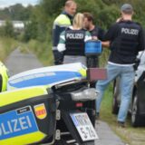 Ein Polizeimotorrad