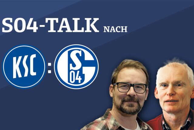 Sprechen nach der Partie gegen Karlsruhe über das Spiel: Schalke-Reporter René Preuß und Schalke-Experte Frank Leszinski.