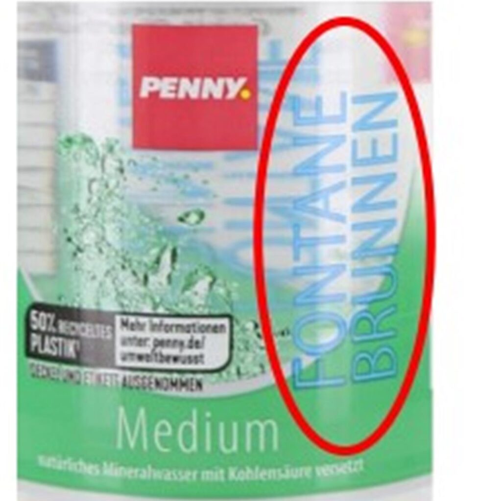 Ein Ausschnitt einer Mineralwasser-Flasche von Penny, die von einer Rückrufaktion betroffen ist.