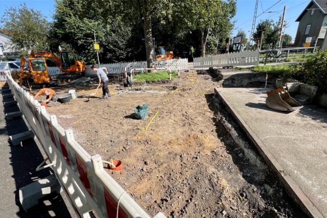 Eine Baustelle in Unna-Lünern am Bahnhof