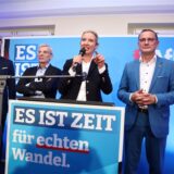 Die AfD feiert ihren Wahlerfolg in Brandenburg.