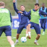 23.09.2024, Fussball, Saison 2024/2025, 2. Bundesliga, Training FC Schalke 04, v. l. Lino Tempelmann (FC Schalke 04), Mehmet Can Aydin (FC Schalke 04)