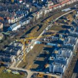 Luftbild der Neubauten auf dem früheren Südbahnhof-Gelände im neuen „Kronprinzenviertel“ in Dortmund.