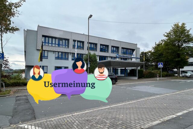 Das Logo „Usermeinung“ ist vor dem Hotel in Dortmund-Aplerbeck zu sehen, in dem eine Flüchtlingsunterkunft.