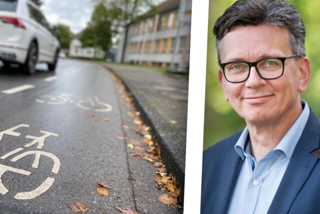 Eine Fahrradstraße vor dem RTG ist nicht möglich – weil dort zu viele Autos fahren, sagt die Verwaltung. Der Schwerter Politiker Thomas Möller sagt: „Ich habe die Hände überm Kopf zusammengeschlagen.“