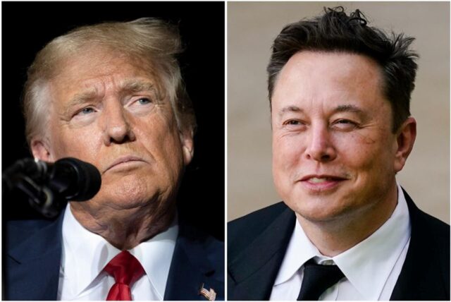 Diese Fotokombination zeigt Donald Trump (l.) während einer Kundgebung und Elon Musk (r.).