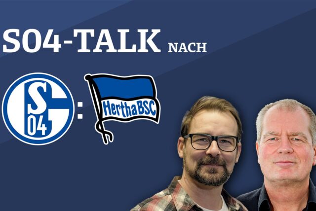 Sprechen nach der Partie gegen Hertha BSC über das Spiel: Schalke-Reporter René Preuß und Schalke-Experte Norbert Neubaum.