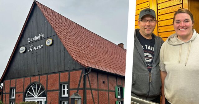 Eine Kollage aus dem Gebäude des Restaurants Panhoffs Tenne und den Betreibern Kirsten Wehenkel und Manuel Chlinch.
