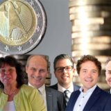 Schlagen Alarm Richtung Düsseldorf und Berlin: die Kämmerinnen und Kämmerer (v. l.) Heinz-Günther Freck (Fröndenberg), Sylvia Engemann (Selm), Christian Völkel (Kamen), Niklas Luhmann (Schwerte), Marco Schulze-Beckinghausen (Werne), Dr. André Jethon (Lünen) und Michael Strecker (Unna).