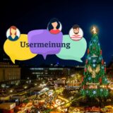 Montage mit dem großen Weihnachtsbaum in Dortmund.