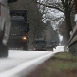 Das undatierte Foto zeigt Fahrzeuge der britischen Streitkräfte auf einer Straße in Deutschland. Konvois britischer Streitkräfte werden auf Straßen in Niedersachsen und Nordrhein-Westfalen erwartet
