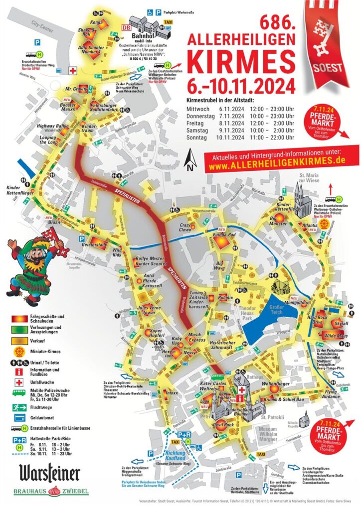 Der Kirmesplan der Allerheiligenkirmes Soest 2024.