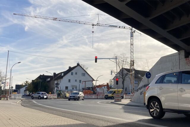 Die Baustelle an der Hagener Straße auf Höhe der Brücke an der Weißen Taube.