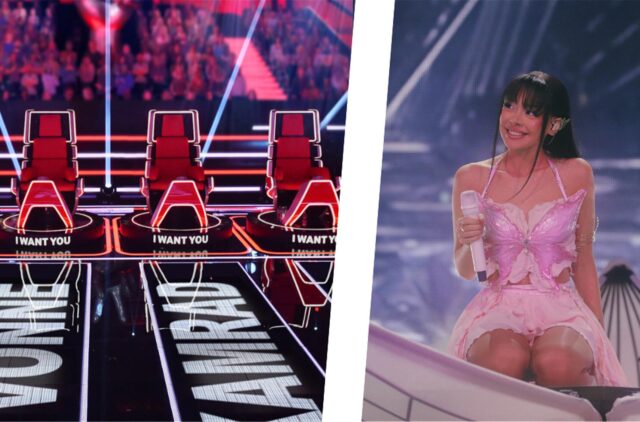 Eine Fotomontage: Links im Bild sind die Stühle der „The Voice of Germany“-Juroren zu sehen, rechts im Bild Sängerin Ayliva aus Recklinghausen bei einem ihrer Konzerte