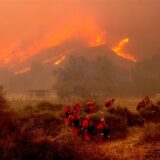 Feuerwehrleute kämpfen gegen das «Mountain Fire» bei Swanhill Farms.