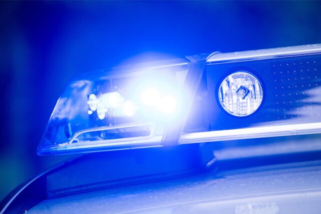 Ein Blaulicht leuchtet auf dem Dach eines Streifenwagens der Polizei.