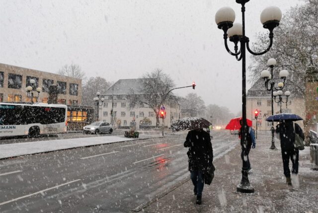 Schneegestöber in Dortmund am Mittwoch.