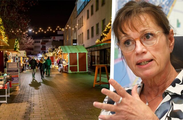 Montage: links die Kamener Winterwelt, rechts Ingelore Peppmeier, Beigeordnete der Stadt Kamen.