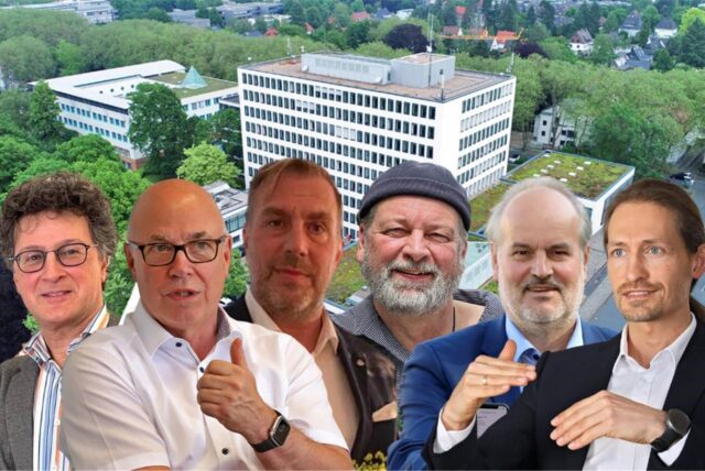Bildmontage mit aktuellen und ehemaligen Geschäftsführern der Beteiligungsgesellschaften des Kreises Unna.