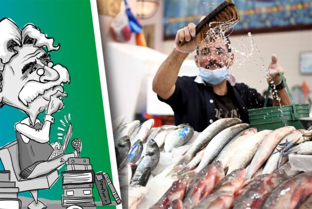 Fischverkäufer auf dem Markt.