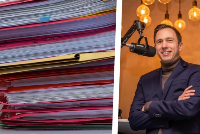 links: Akten / rechts: Bastian Pietsch