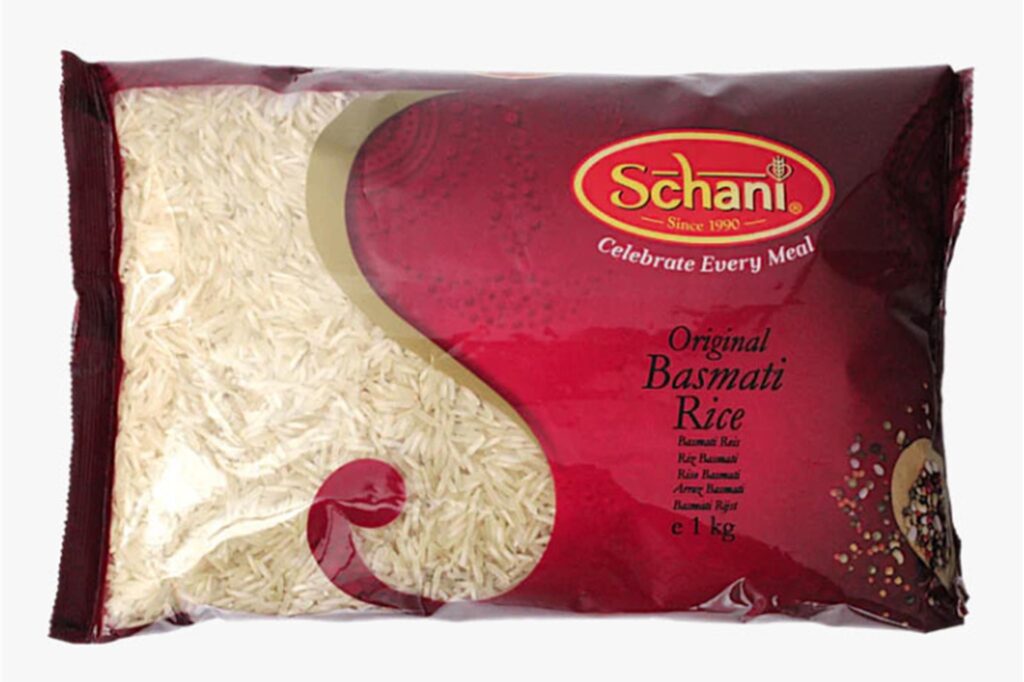 Ein Beutel Basmati-Reis der Marke Schani, für den es eine Rückrufaktion gibt.