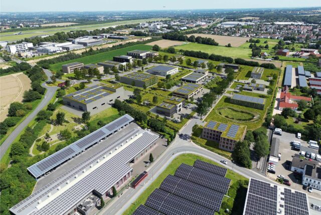 Ein Entwurf zeigt, wie eine Straße von der Rausinger Straße durch den Eco Port Süd führen soll, um dann in einen Kreisverkehr an der Wiederholtstraße zu münden.