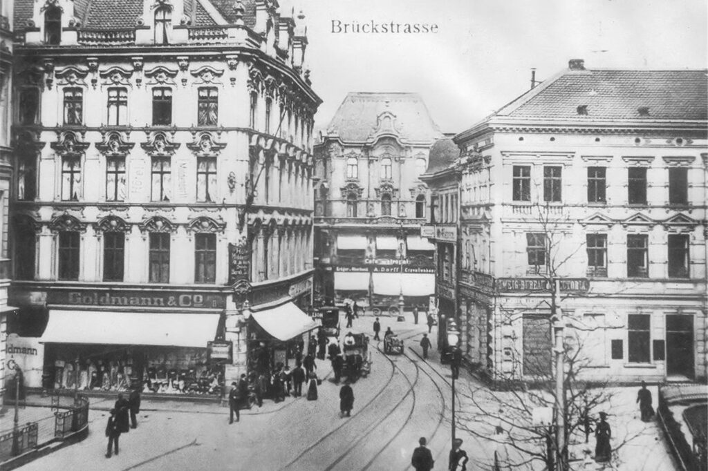 Die Brückstraße in Dortmund um das Jahr 1900. Die Brückstraße in Dortmund um das Jahr 1900.