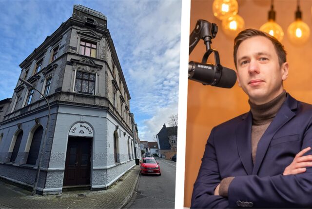 links: das Haus an der Thusneldastraße 3 in Dorstfeld / rechts: Bastian Pietsch