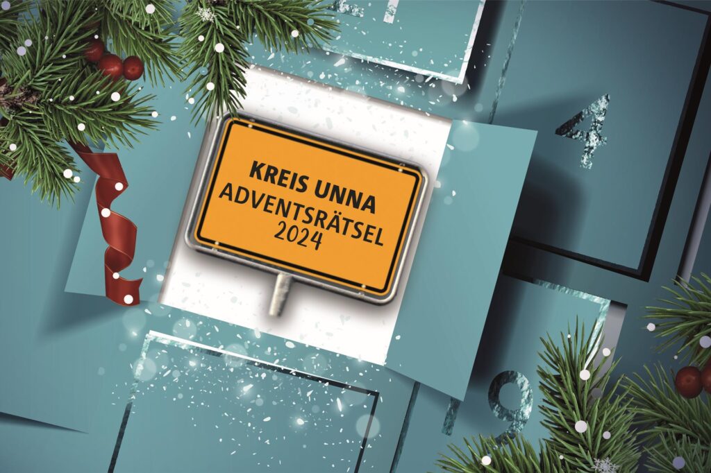 Adventskalender mit der Aufschrift Kreis Unna Adventsrätsel 2024 Adventskalender mit der Aufschrift Kreis Unna Adventsrätsel 2024