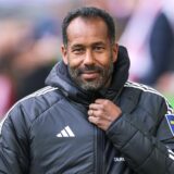 06.10.2024, Fussball, Saison 2024/2025, 2. Bundesliga, 8. Spieltag, Fortuna Düsseldorf – Hamburger SV, Trainer Daniel Thioune (Fortuna Düsseldorf) grinst,