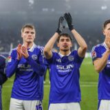 Nachdenkliche Gesichter (v.l.): Moussa Sylla, Emil Hojlund, Ilyes Hamache  und Janik Bachmann.