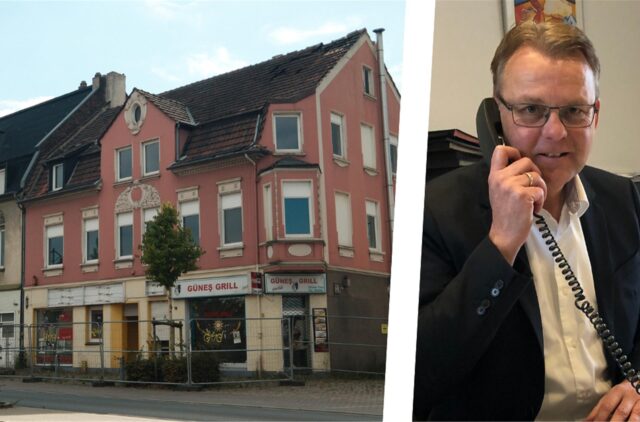 Die zum Abriss freigegebenen Häuser an der Kreisstraße stehen komplett leer.  Bürgermeister Thomas Orlowski hat inzwischen nicht nur telefonisch zielführende Gespräche mit einem möglichen Investor geführt.