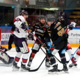 Spielszene aus dem Eishockey-Spiel.