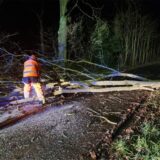 Die Feuerwehr in Bergkamen räumt einen Baum von der Straße.