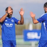 09.01.2025, Fussball, Saison 2024/2025, 2. Liga, Trainingslager FC Schalke 04 in Belek/Türkei, FC Zürich – FC Schalke 04, v. l. Moussa Sylla (FC Schalke 04) jubelt nach seinem Tor zum 1 zu 0 mit Taylan Bulut (FC Schalke 04)


Foto: Tim Rehbein/RHR-FOTO