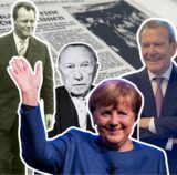 Willy Brandt, Konrad Adenauer, Angela Merkel und Gerhard Schröder